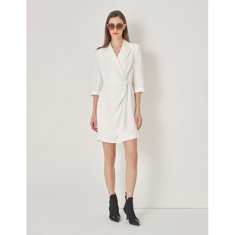 White Suit Waist Pleated Dress