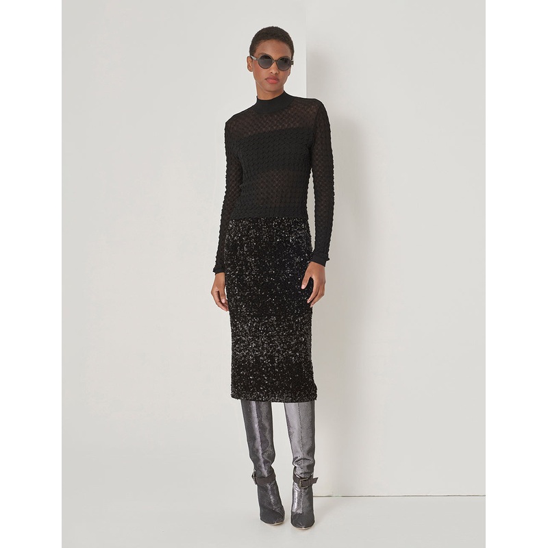 Black Mock Neck Knit Sweater