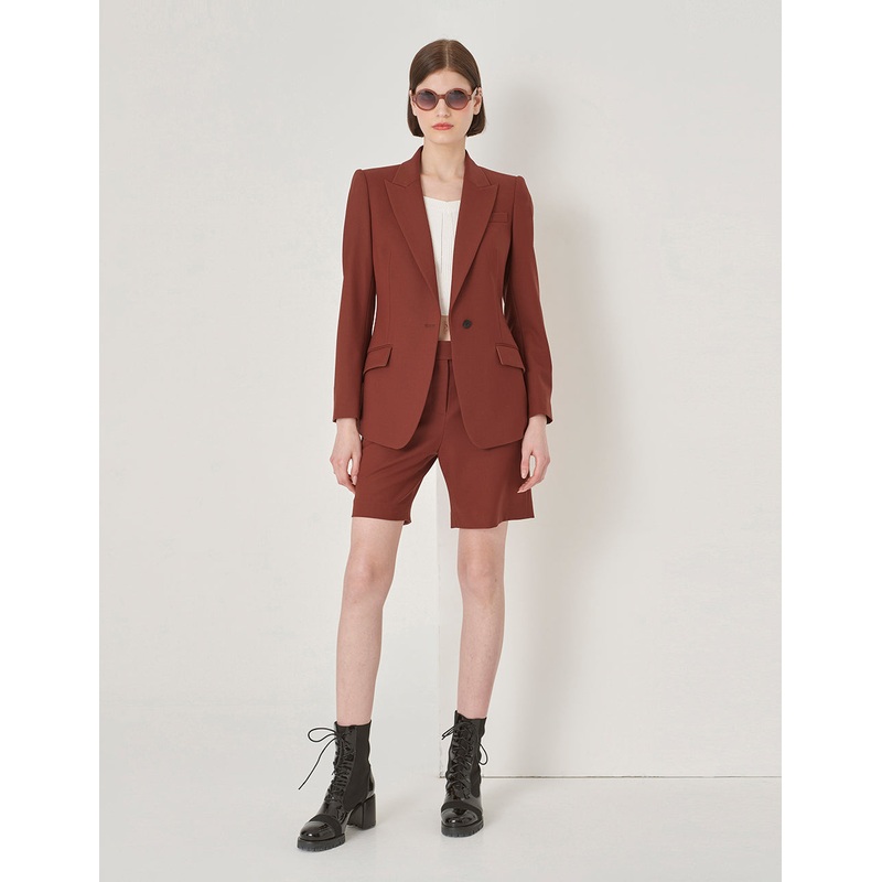 Brick Red Mid-Rise Slanted Pocket Shorts