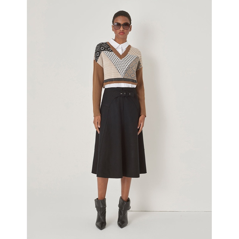 Camel Knit Woven Matching Sweatshirt