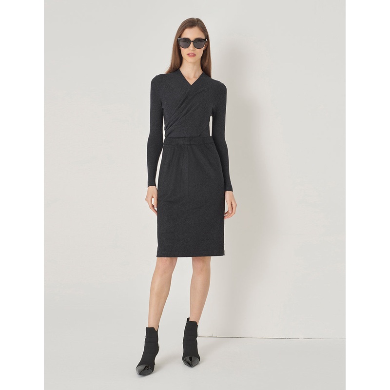 Gray And Black Patchwork Knitted Wool Dress