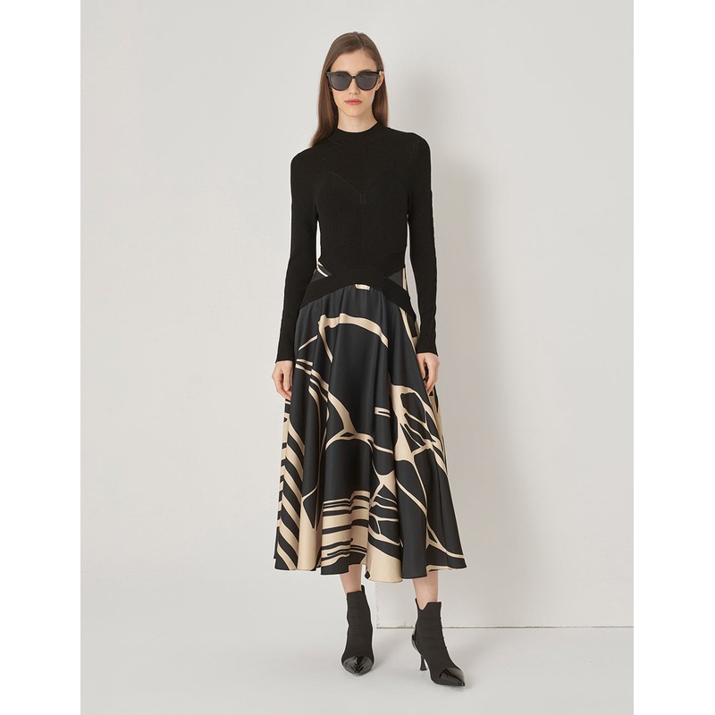 Knit Woven Print Dress