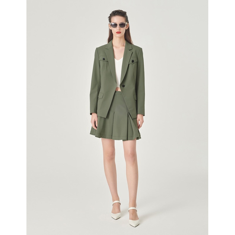 Lapel Collar Multi-Pocket Blazer