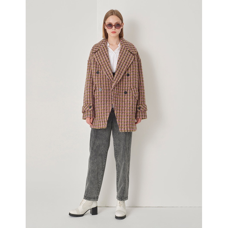 Large Lapel Double-Breasted H-Shaped Midi Coat