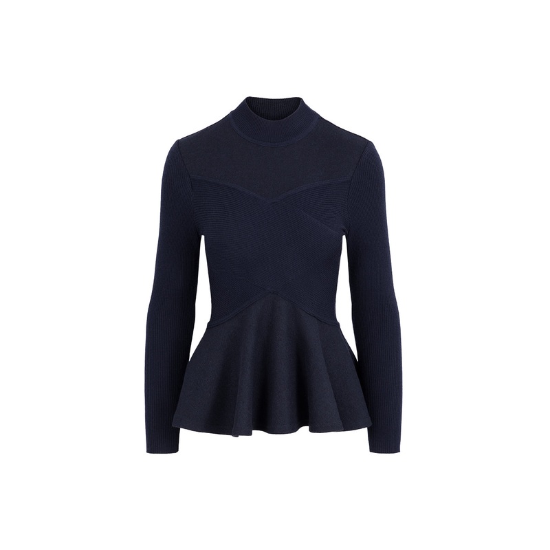 Navy Knit Woven Matching Sweatshirt