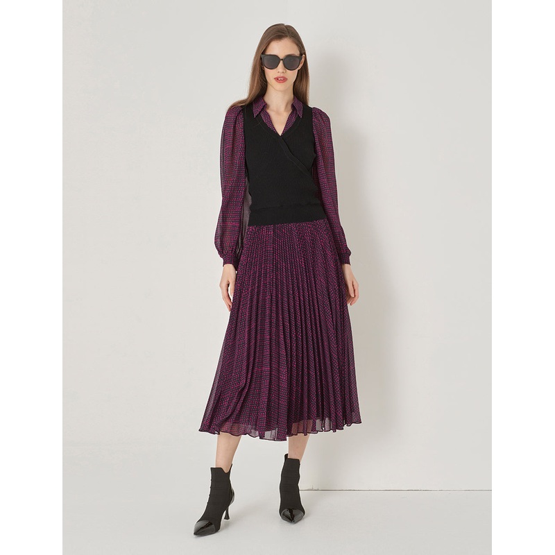 Pleated Printed Skirt