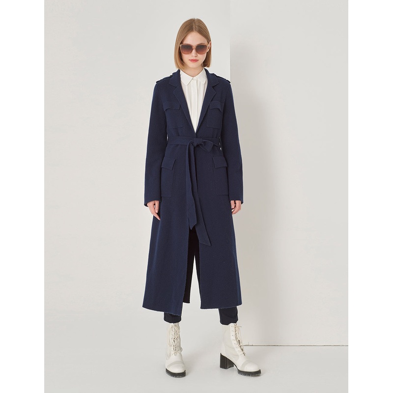 Pocket Lapel Wool Coat