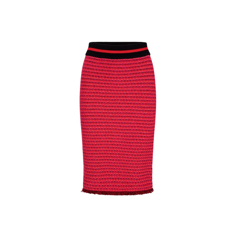 Raspberry Plaid Knitted Skirt