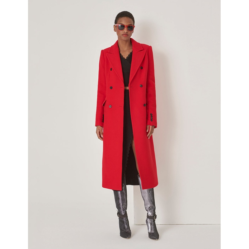 Red Peaked Lapel H-Shaped Long Suit Coat