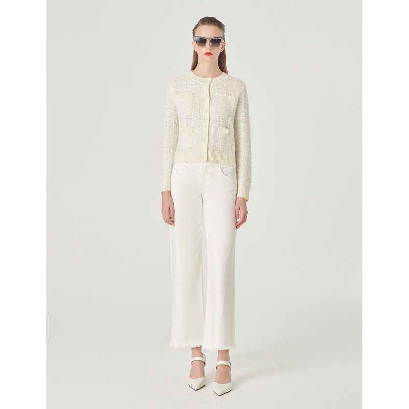 Round Neck Dark Pattern Knitted Cardigan