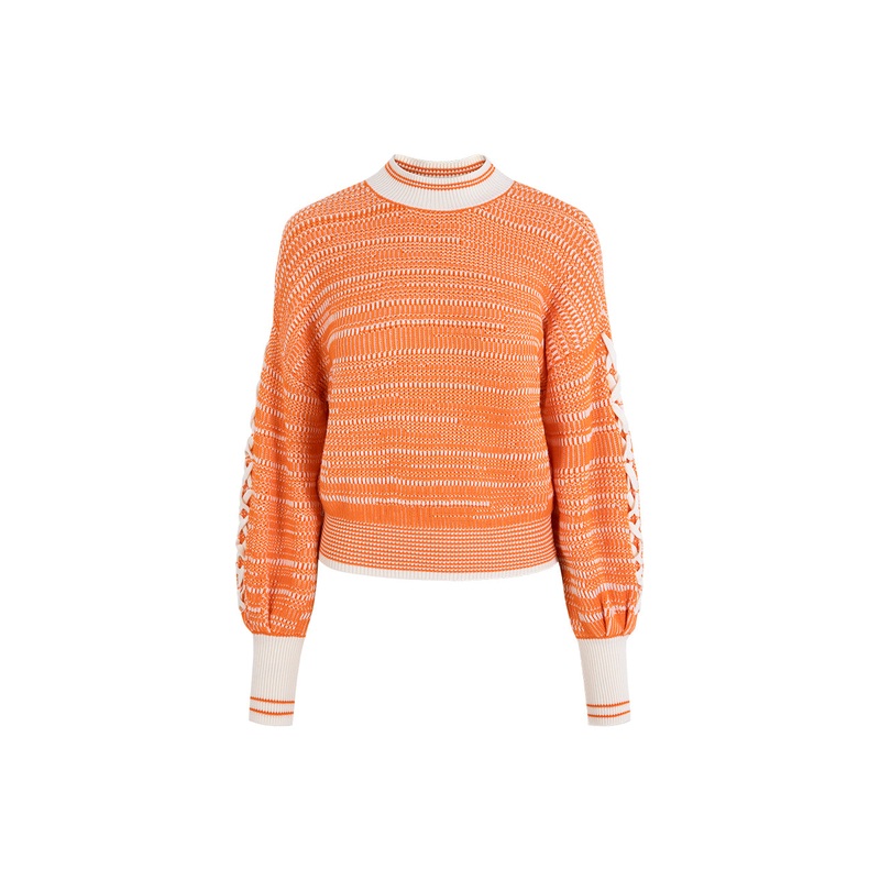 Sunshine Pink And Orange Mixed Color Pullover Sweater