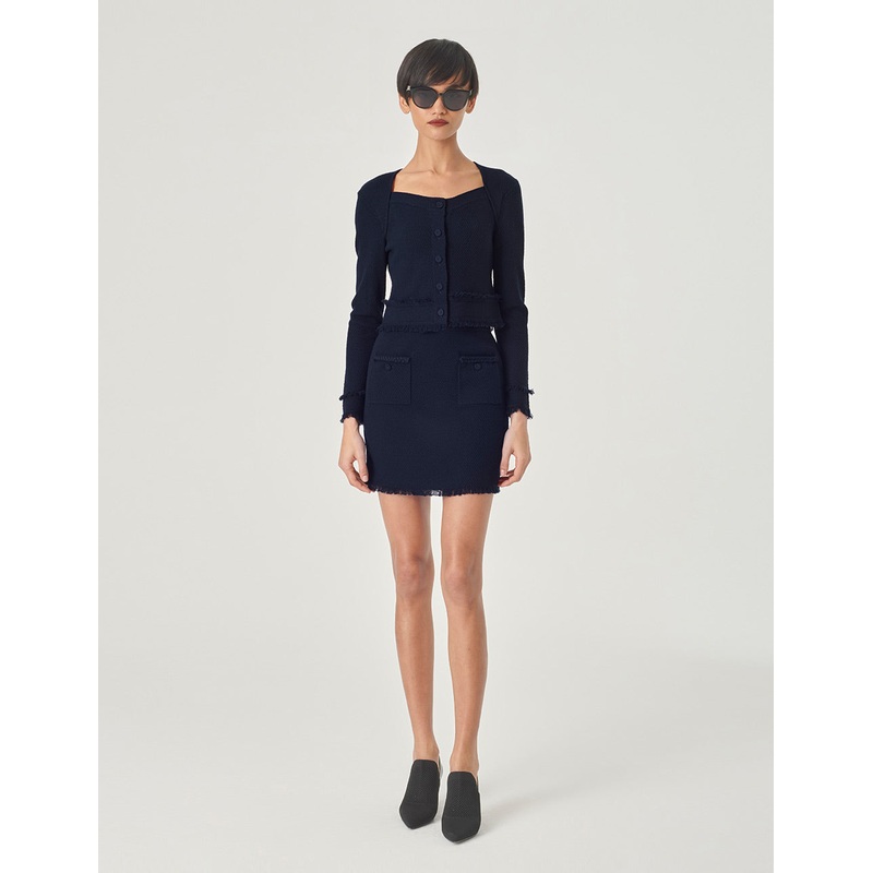 V-Neck Raw Edge Detail Knitted Cardigan