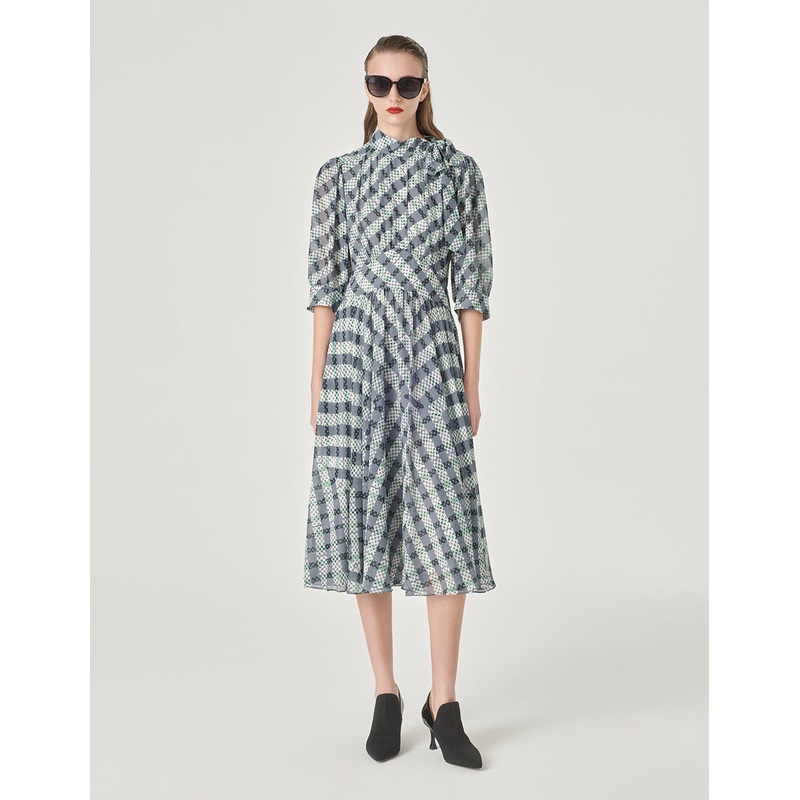 Black And Grey Striped Ribbon A-Hem Dress