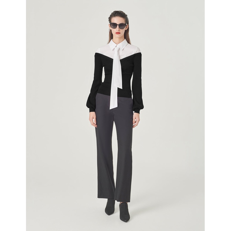 Black And White Contrast Needle Shuttle Shirt