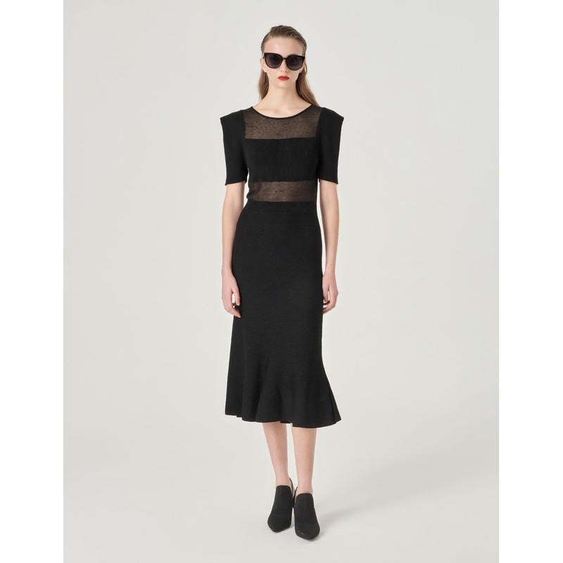 Black Fishtail Knitted Dress