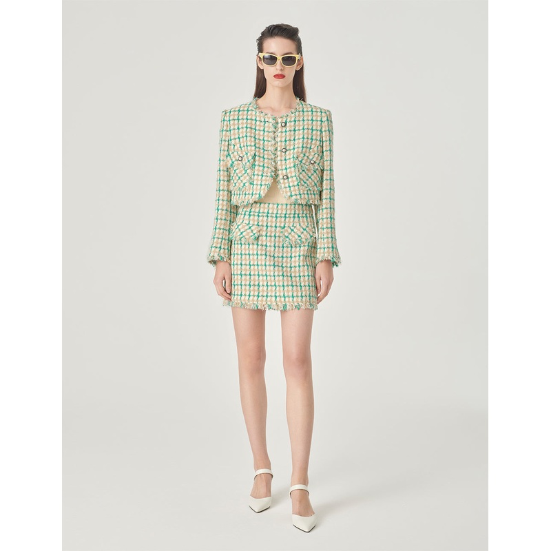 Checked Short Tweed Jacket