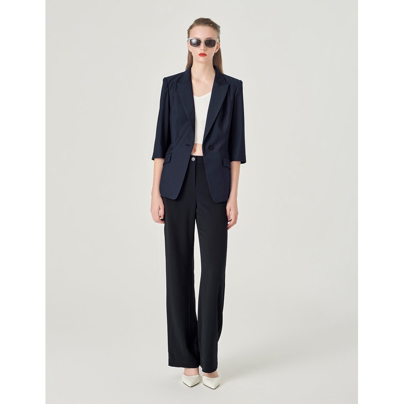 Classic Peaked Lapel Single-Breasted Blazer