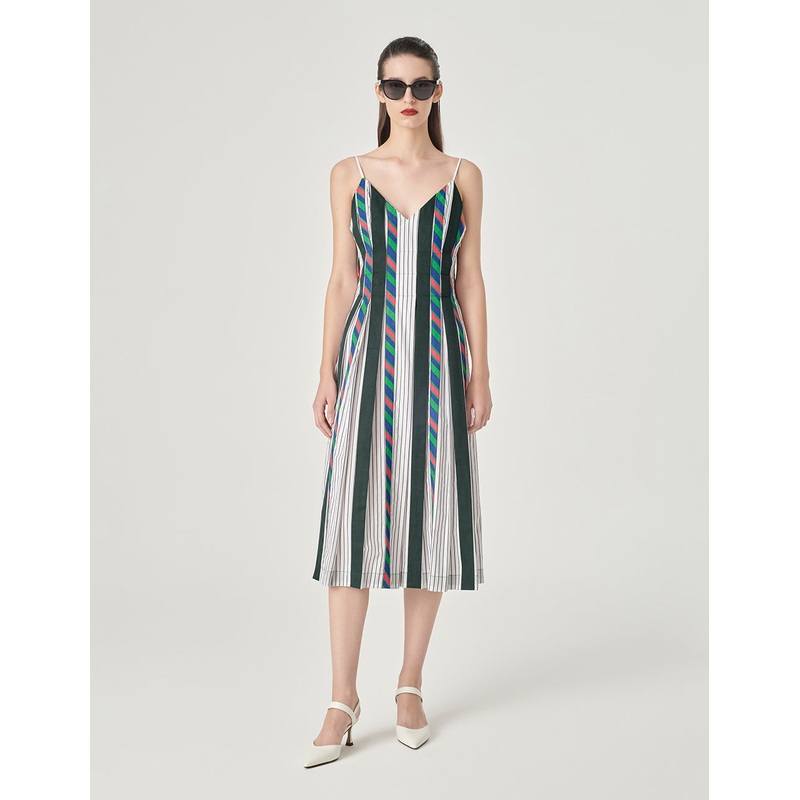 Colour Striped Cotton Strappy Dress