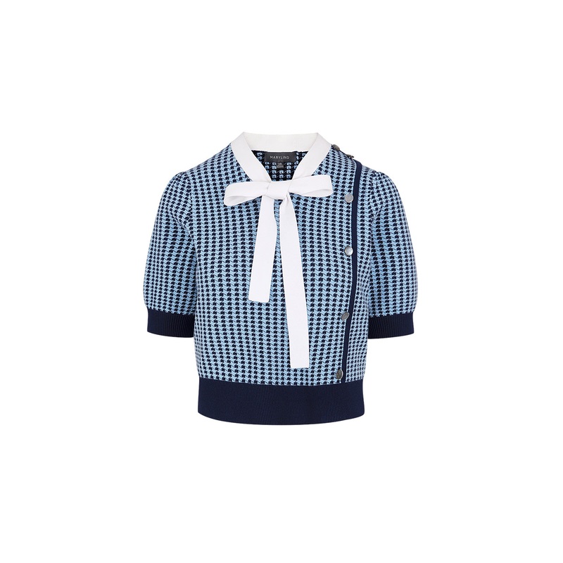 Colourblock Lace-Up Knitted Sweater