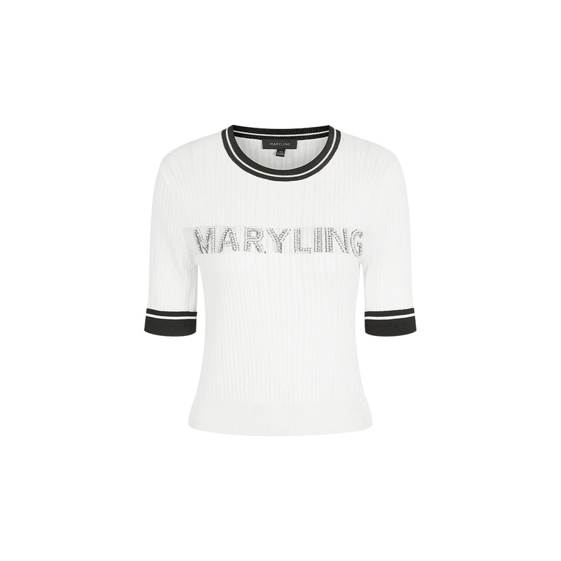 Contrast Logo Crew Neck Knitted Sweater