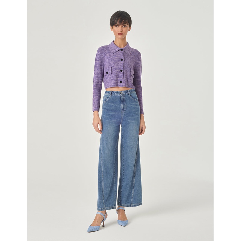 Floral Melange Needle Shuttle Cardigan