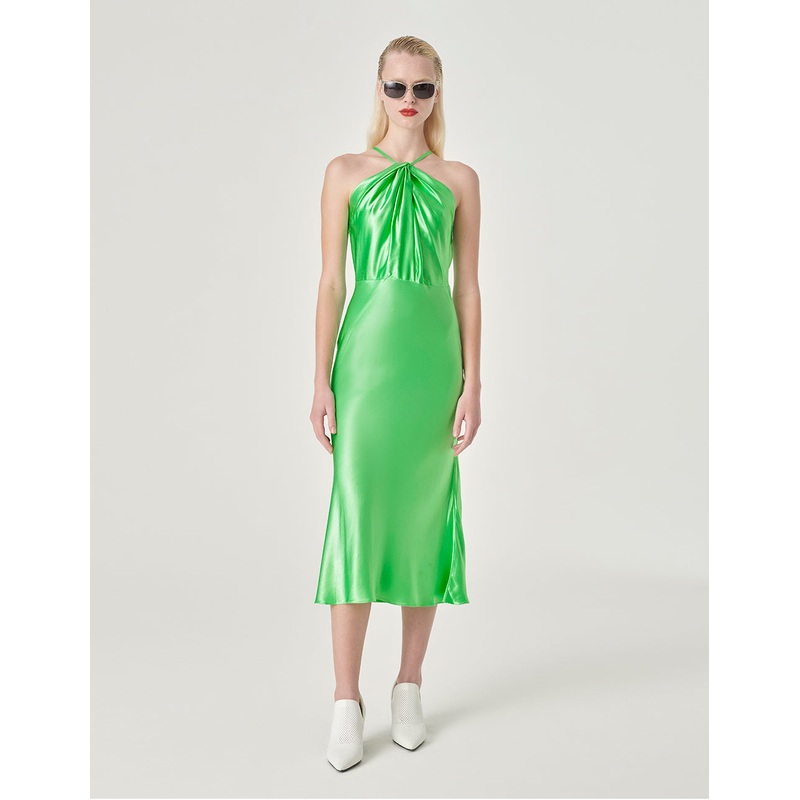 Halterneck Lace-Up Sleeveless Fishtail Dress