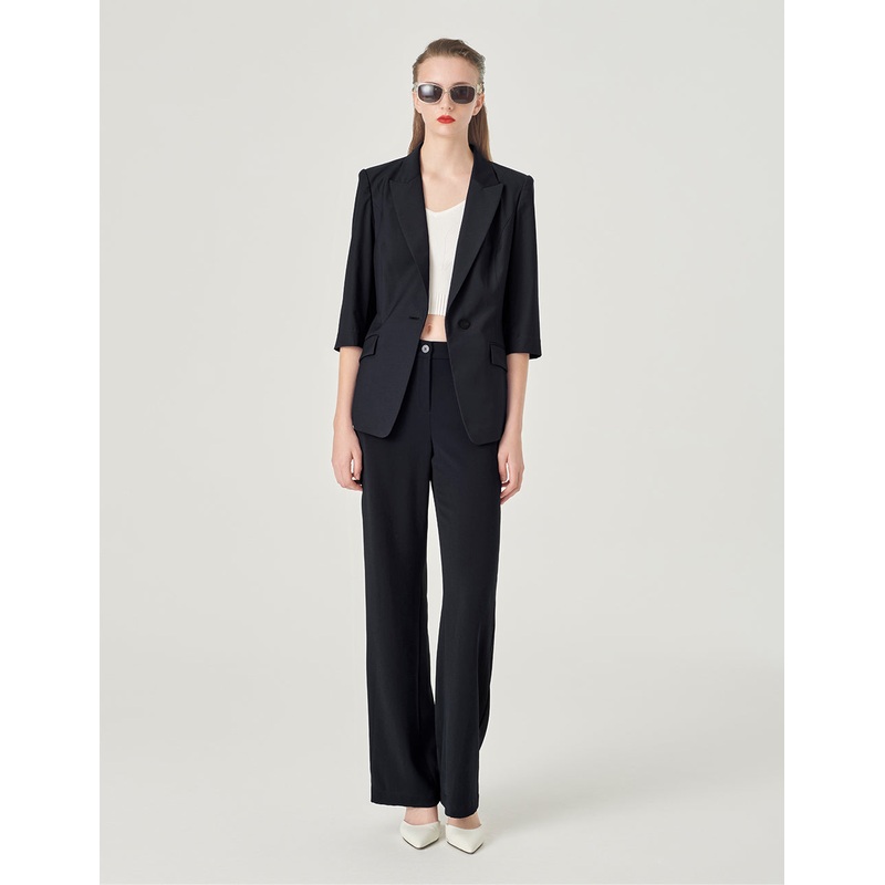 Ice Blue Draped Straight Suit Pants