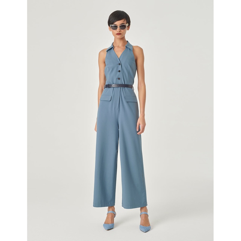 Lapel Off-The-Shoulder Jumpsuit