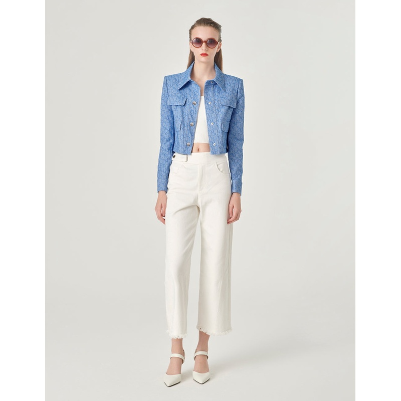 Logo Jacquard Denim Short Jacket