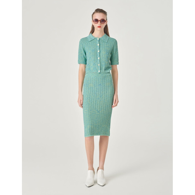 Mint Green Wrap Knitted Skirt