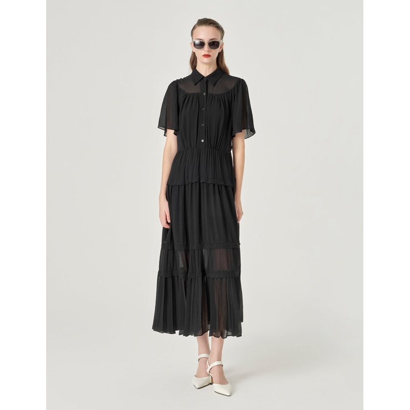Pleated Hem Shirt Dress