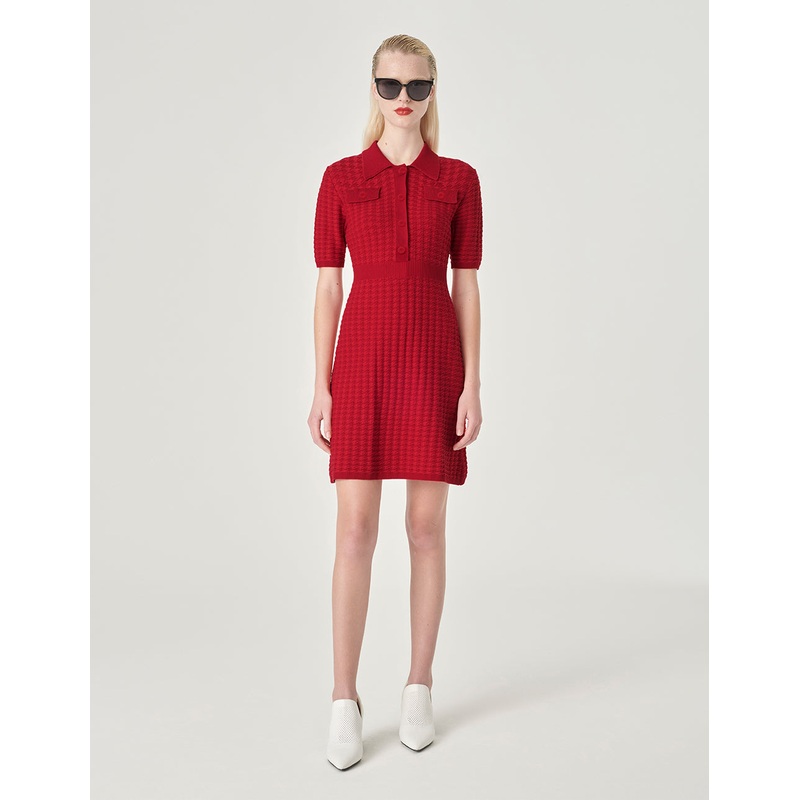 Shirt Collar Knitted Dress