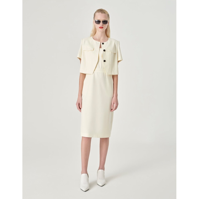 Short Jacket With Round Neck And Slits