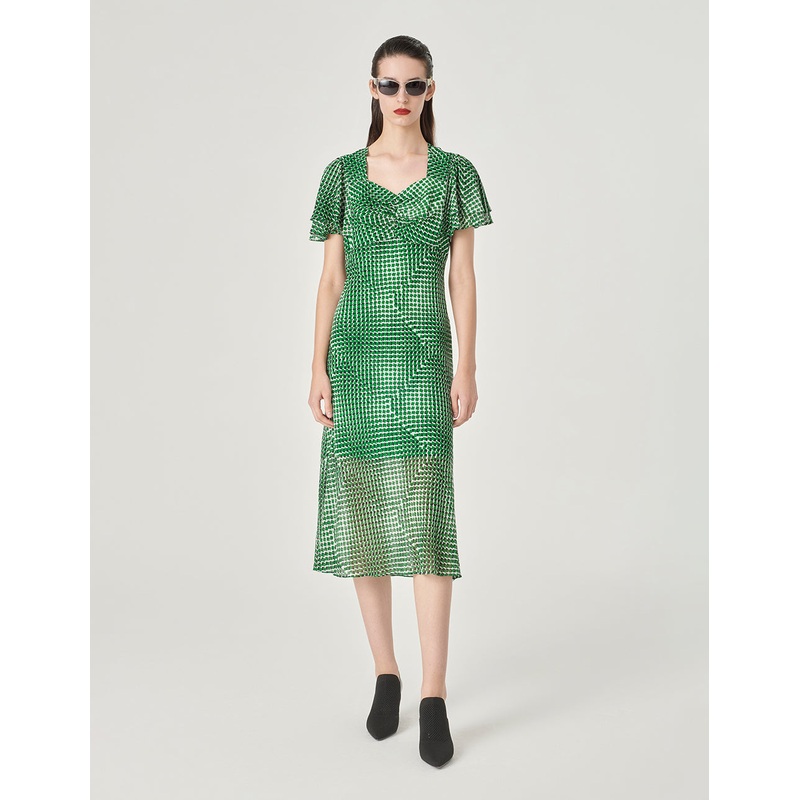 Short Sleeve Ruffled Empire Waist A-Hem Dress