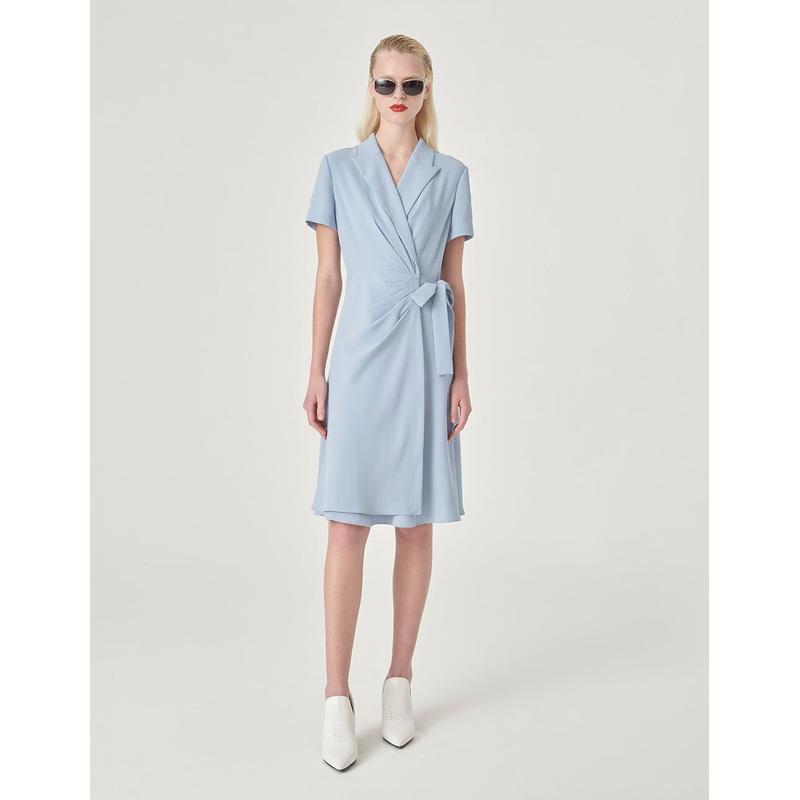 Short-Sleeve Strappy Wrap Dress