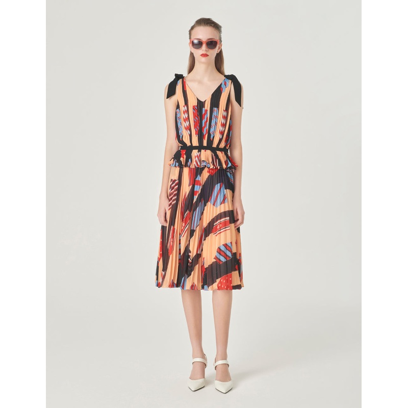 Tie-Shoulder Pleated Top