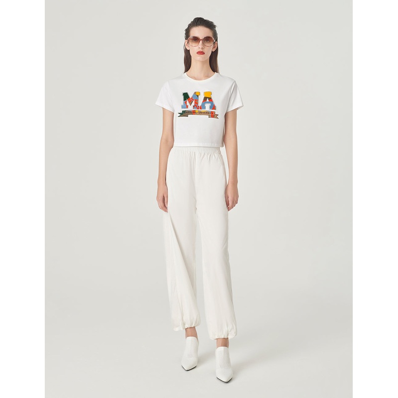 White Embroidered Short T-Shirt