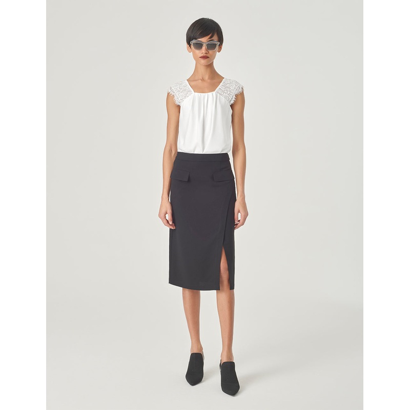 White Lace Wide Shoulder Strap Vest