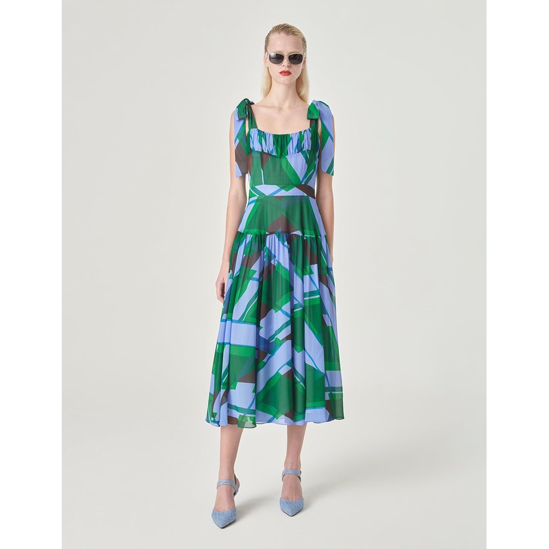 A-Line Printed Dress With Shoulder Straps