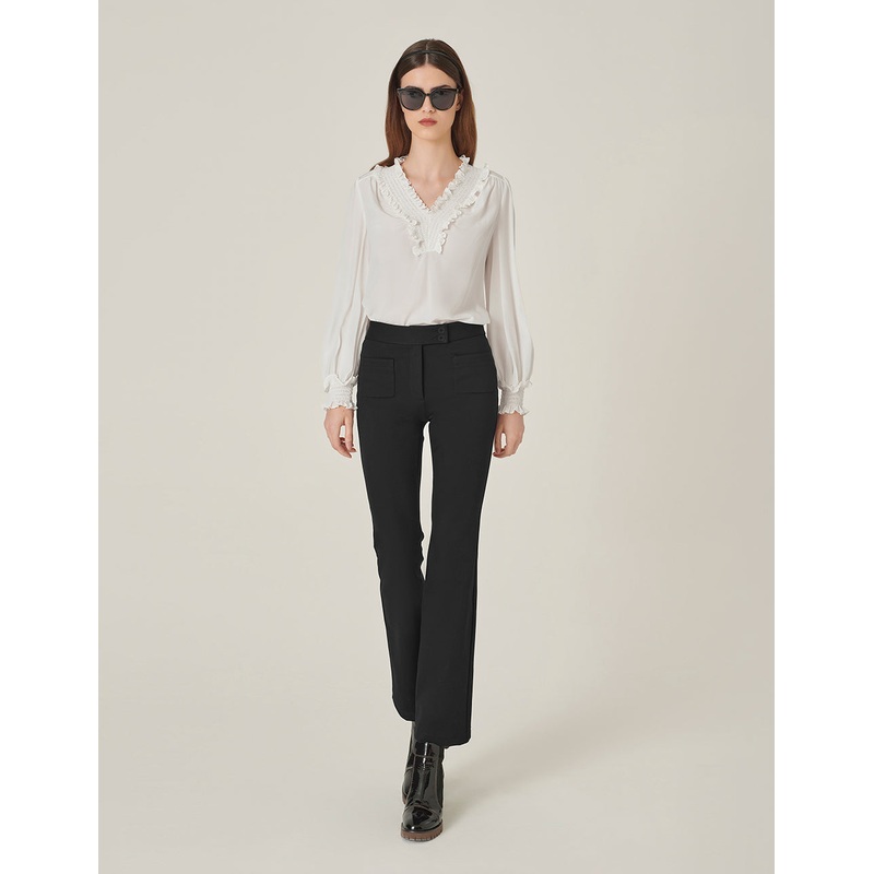 Ankle-Length Flare Knitted Pants