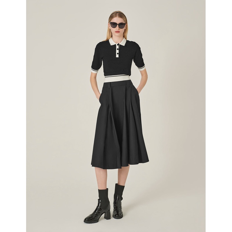 Black Retro A-Line Umbrella Skirt