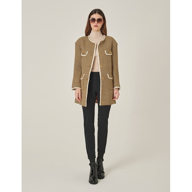 Camel Round Neck H Silhouette Jacket