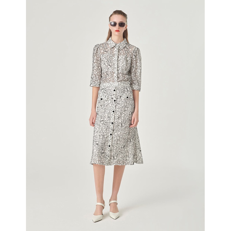 Contrast Color Lace Fishtail Skirt