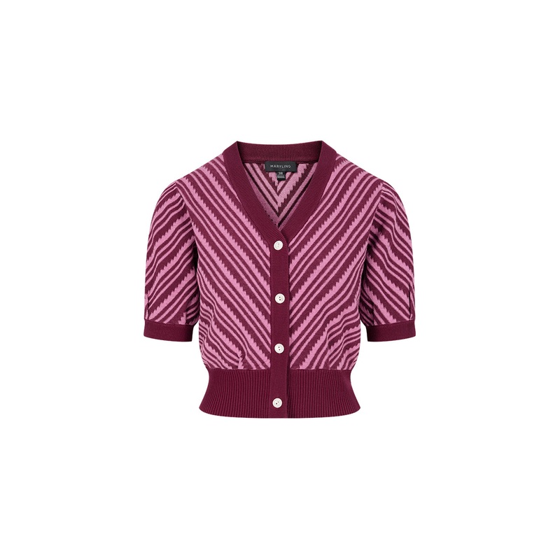 Cranberry V-Neck Knitted Cardigan