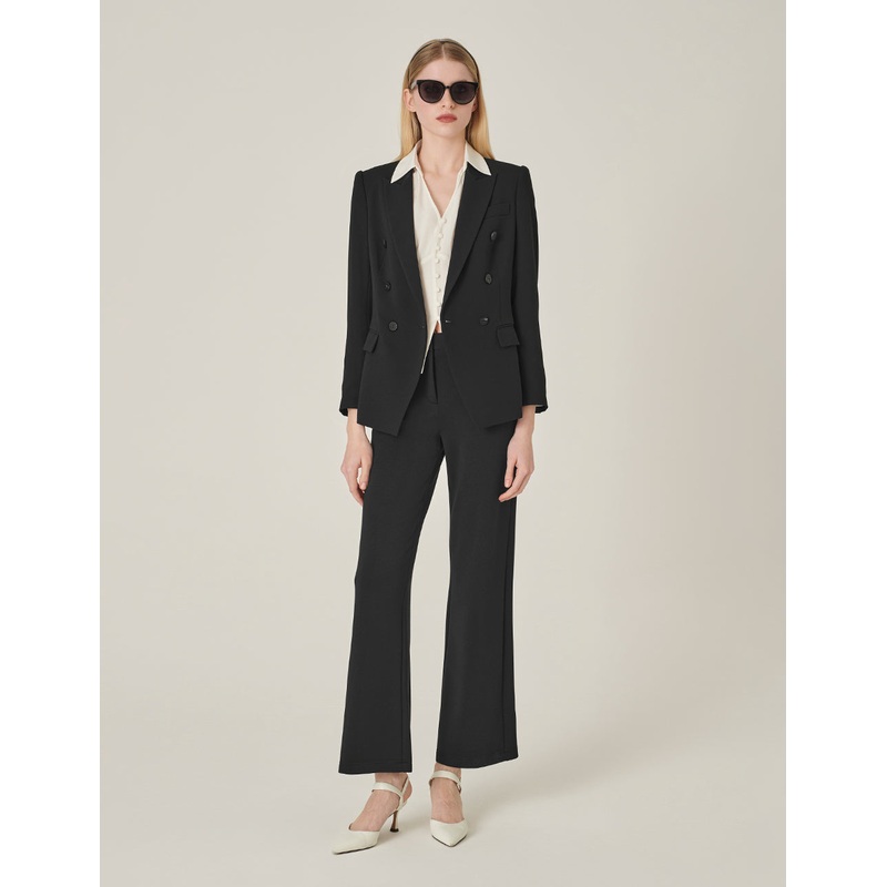 Narrow Waist Straight Black Pants