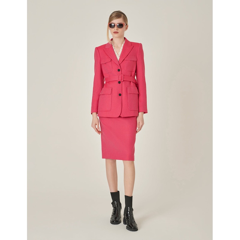 Rose Pink Herringbone Knee-Length Skirt