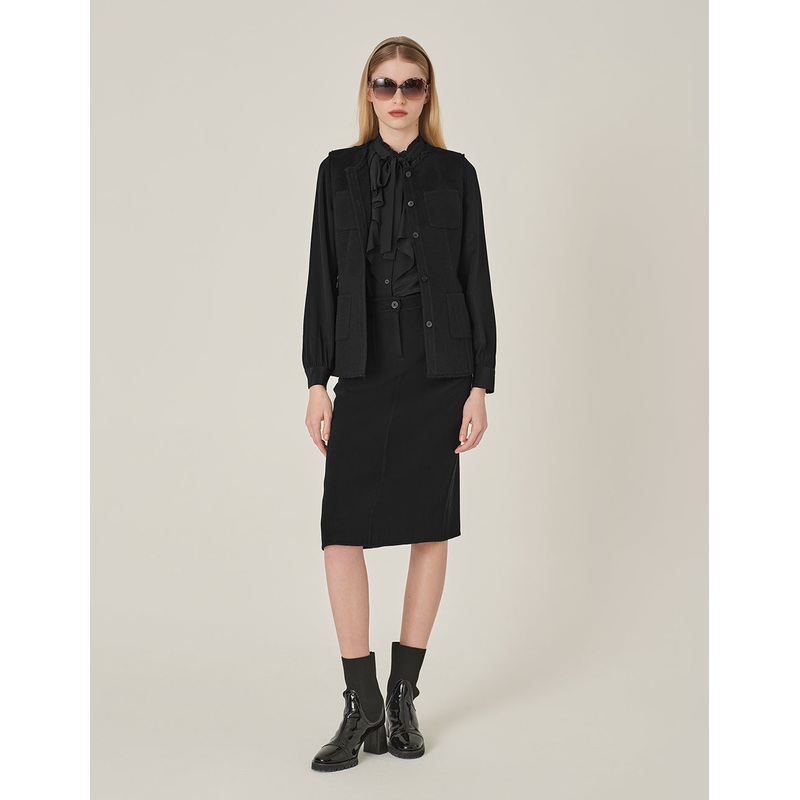 Round Neck Fringed Double-Sided Woolen Vest