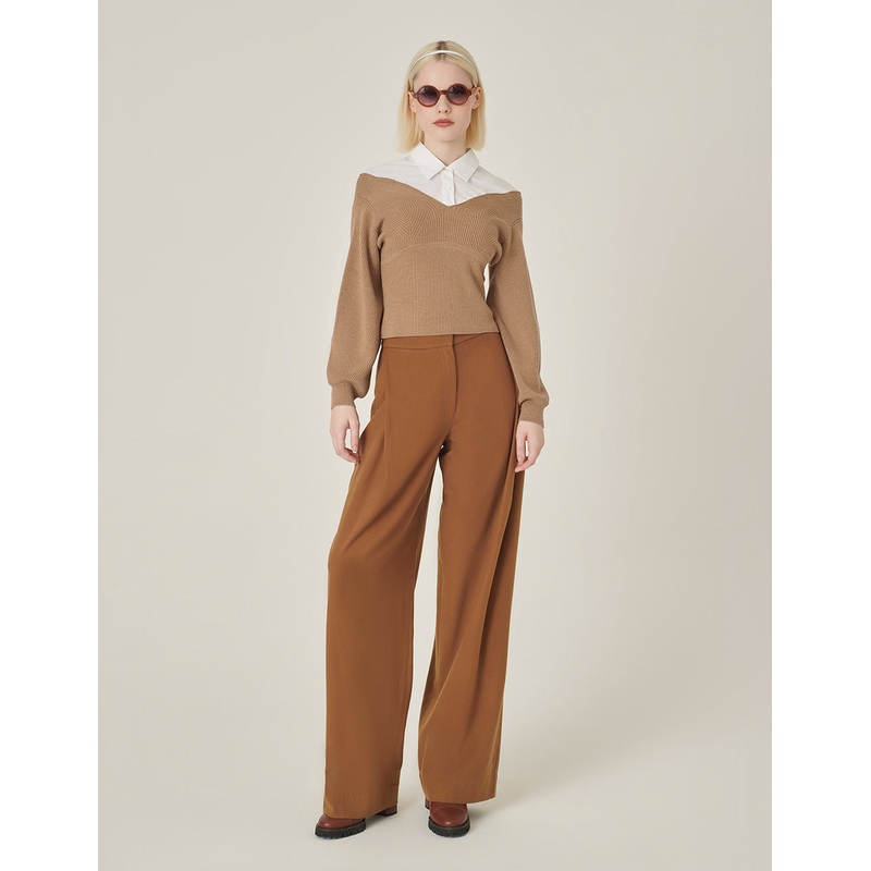 Shirt Collar Needle Knit Pullover