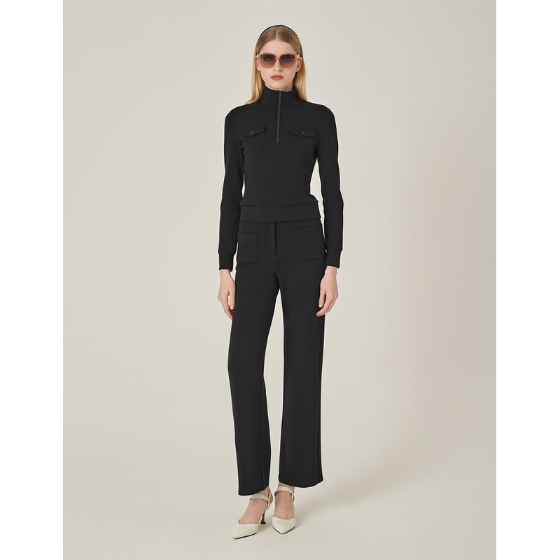 Stand-Collar Long-Sleeve Knitted Top