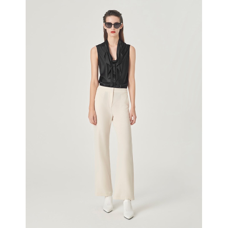 V-Neck Silk Vest With Ruffles Chest